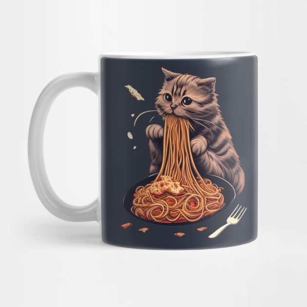 CAT EATING SPAGUETTI by TheABStore